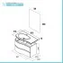 Mobile bagno sospeso 90 cm Melody azzurro polvere con vasca a sinistra