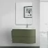Mobile bagno sospeso 90 cm Melody verde bosco con vasca a destra
