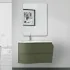 Mobile bagno sospeso 90 cm Melody verde bosco con vasca a sinistra