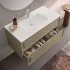 Mobile bagno sospeso 80 cm tortora opaco con lavabo e specchio Matisse