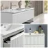 Mobile bagno sospeso 80 cm bianco opaco con frontale cannettato Giava