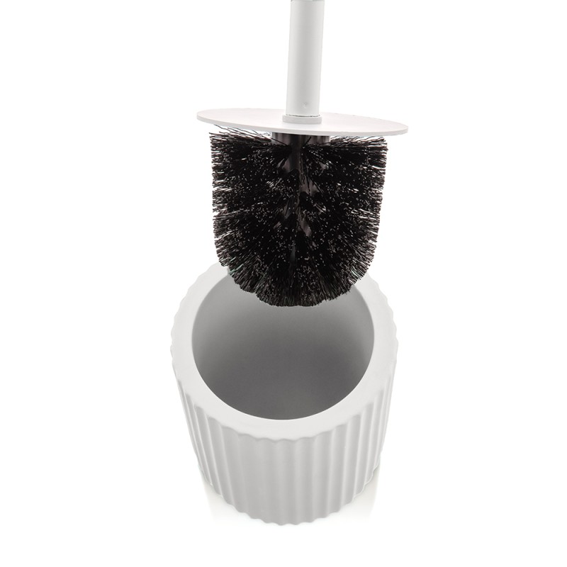 Scopino per WC bianco con manico lungo montato a parete