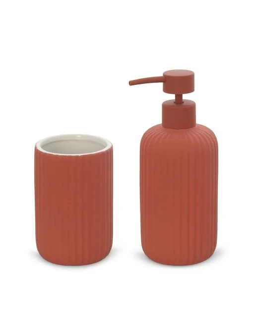 WUTIANBAO Set Accessori Bagno Set di Accessori da Bagno in Ceramica da 6 Pezzi Set da Bagno Marrone Sfumato con Dispenser di Sapone da 450 Ml/15,2 Once Set Bagno