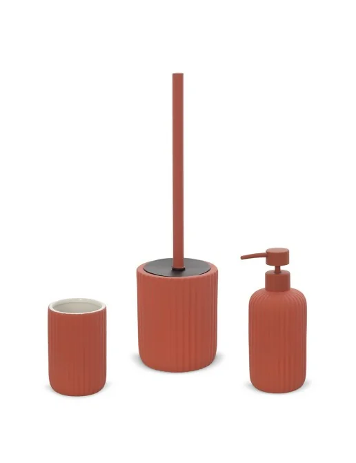 Set Accessori Bagno Moderno 3 Pezzi Color Sabbia - Portaspazzolini, Scopino WC E Dispenser Sapone Liquido - Foto 10