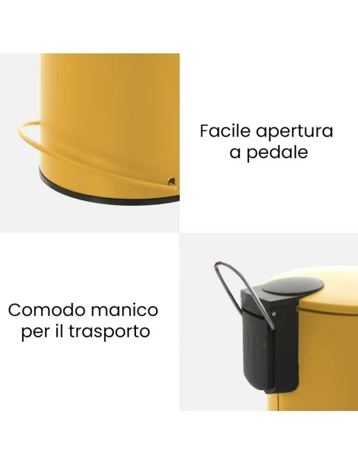 Eluno Pattumiera A Pedale 3 Litri Con Coperchio In Bambù Soft-Close - Bianco, Per Bagno E Cucina