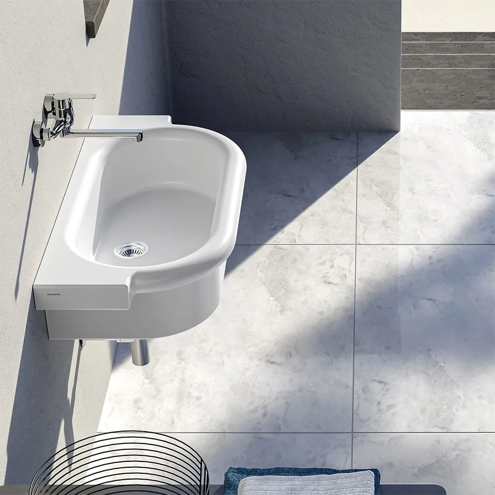 Image of Lavabo a canale 90x45 modello Kenia in ceramica dappoggio o sospeso