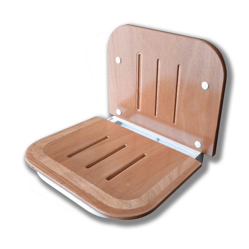 Sedile doccia a muro con seduta richiudibile 30x35 cm in legno massello