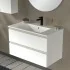 Mobile bagno sospeso 80 cm bianco opaco con lavabo e specchio Master