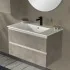Mobile bagno sospeso 80 cm grigio cemento con lavabo e specchio Master