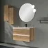 Mobile bagno sospeso 80 cm rovere miele con lavabo e specchio Master