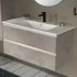 Mobile bagno sospeso 100 cm grigio cemento con lavabo e specchio Master