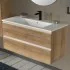 Mobile bagno sospeso 100 cm rovere miele con lavabo e specchio Master