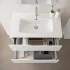 Mobile bagno sospeso 100 cm bianco e quercia con lavabo e specchio Sumya