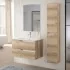 Mobile bagno sospeso 100cm quercia e bianco con lavabo e specchio Sumya