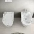 Sanitari filomuro Rimless effetto marmo bianco con sedile Tokyo
