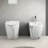 Sanitari filomuro Rimless effetto marmo bianco con sedile Tokyo