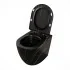 Water filoparete Rimless ceramica marmorizzata nera con sedile Tokyo