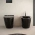 Water filoparete Rimless ceramica marmorizzata nera con sedile Tokyo
