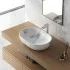 Lavabo da appoggio ovale 60x41 cm effetto marmo bianco Tokyo