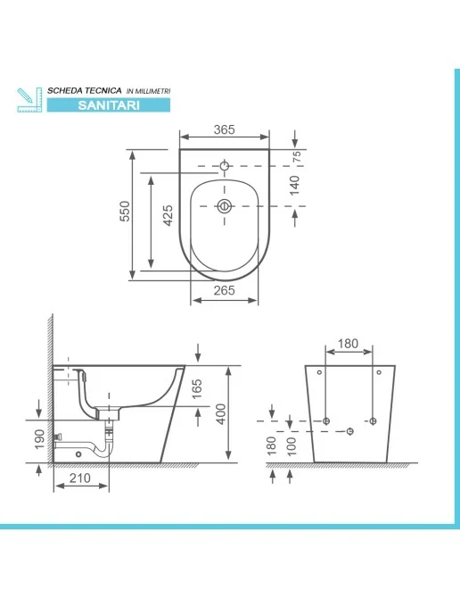 WC Monoblocco Filomuro Tygo Senza Brida - Design Moderno, Ceramica Antibatterica, Con Soft-close - Foto 13