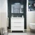 Mobile bagno da terra 80 cm bianco e rovere con top e specchio Brillo