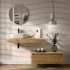 Composizione bagno sospesa 100 cm rovere africa con specchio Sumo