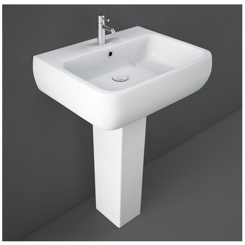 Lavandino con colonna 60x47 cm Rak serie Metropolitan in ceramica bianca lucida Lavandino con colonna 60x47 cm Rak serie Metropolitan in ceramica bianca lucida