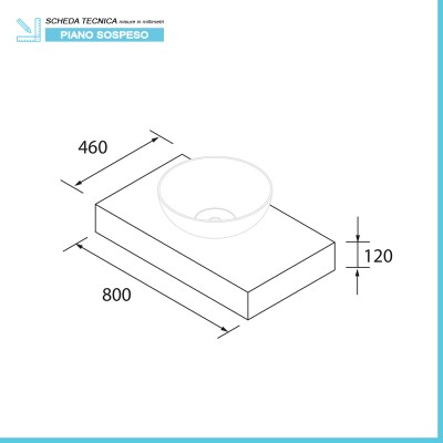 Scheda tecnica Mensolone portalavabo da 80 cm in legno MDF rovere africa Sumo