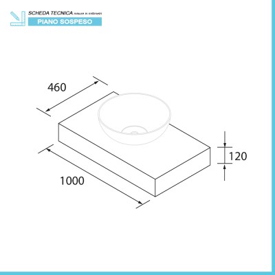 Scheda tecnica Top per lavabo da 100 cm in legno MDF rovere bali Sumo