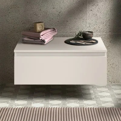 Cassettiera sospesa bagno 60 cm in legno MDF bianco opaco Sumo