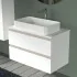 Mobile bagno sospeso 80 cm linea Master bianco opaco con top e specchio