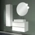 Mobile bagno sospeso 80 cm linea Master bianco opaco con top e specchio