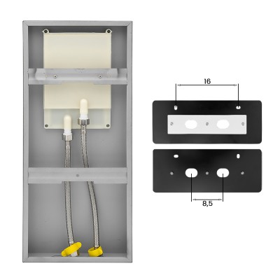 Informazioni tecniche Set doccia da incasso con soffione a sbalzo 22x50 cm nero opaco Lotus