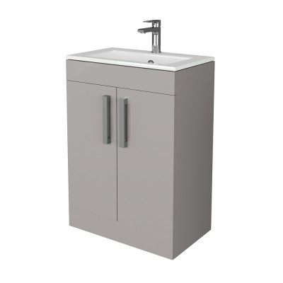 Mobiletto bagno da terra 60 cm salvaspazio grigio 2 ante Poket