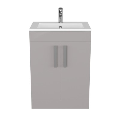 Composizione bagno da terra 60 cm salvaspazio grigio 2 ante Poket