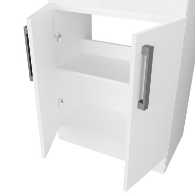 Interno Mobile bagno da terra 60 cm salvaspazio bianco 2 ante Poket