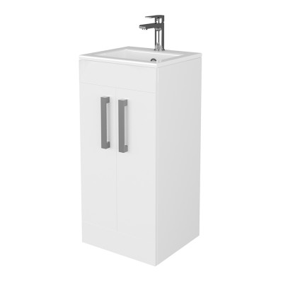 Mobile bagno da terra 40 cm salvaspazio bianco 2 ante Poket