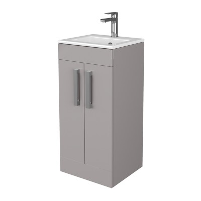 Composizione bagno da terra 40 cm salvaspazio grigio 2 ante Poket