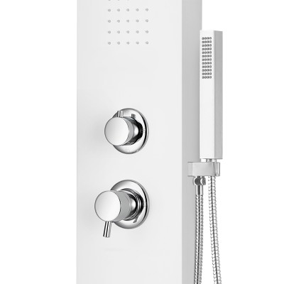 Doccino del pannello doccia idromassaggio in alluminio bianco opaco con 4 getti