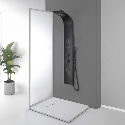 Colonna doccia idromassaggio in alluminio nero opaco con 4 getti
