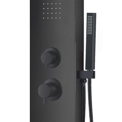 Doccetta Colonna doccia idromassaggio in alluminio nero opaco con 4 getti
