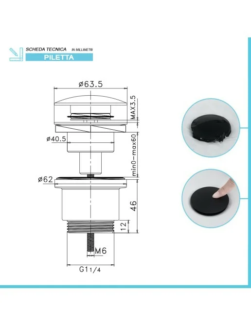 Kit Valvola Di Scarico Per Sifone Lavabo Sifone Lavabo Tubo - Foto 6