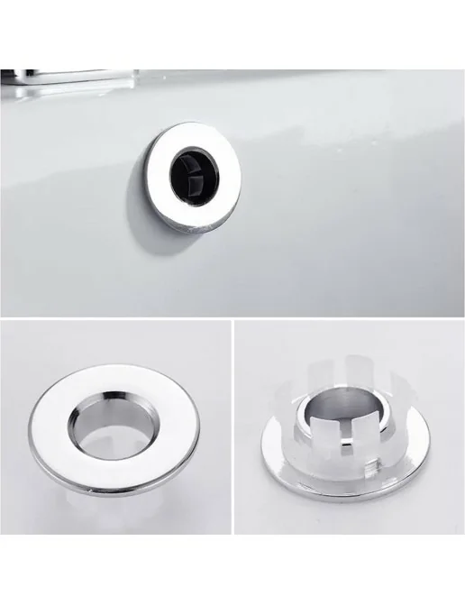 Ghiera Cromata In ABS Per Troppo Pieno Lavabo/Bidet - Diametro 13 Cm, Ricambio Borchia Decorativa