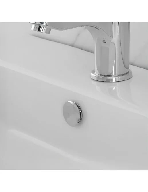 Tappo Scarico Lavabo In Ceramica Cromato - Senza Troppopieno, Bianco - Foto 3