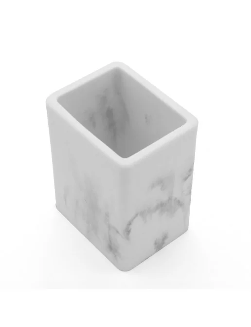 Set Accessori Bagno BonVIVO Marmora - Portasapone, Portaspazzolini, Dispenser E Bicchiere In Stile Marmo Con Finiture Oro Rosa - Foto 8