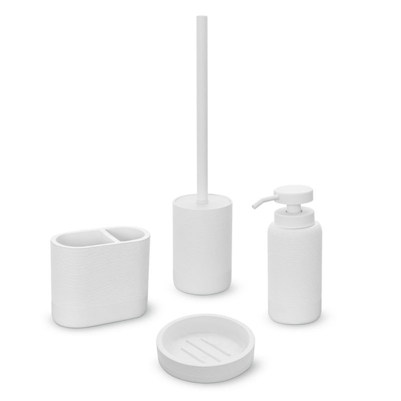 Set accessori bagno 4 pezzi in poliresina bianca Marica Set accessori bagno 4 pezzi in poliresina bianca Marica