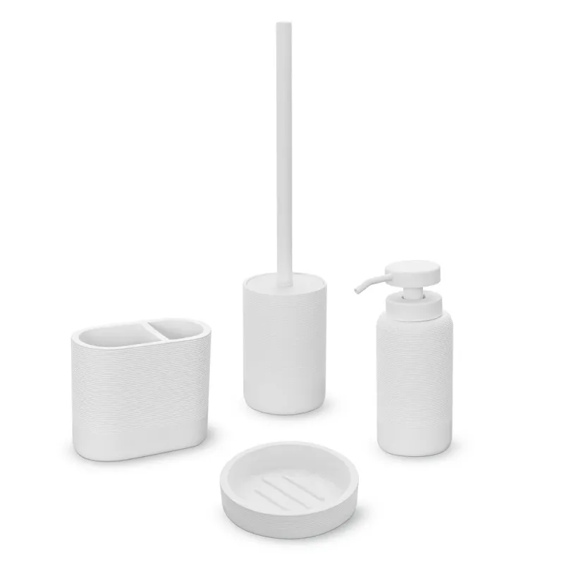 Set accessori bagno 4 pezzi in poliresina bianca Marica