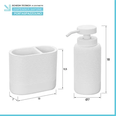 Scheda tecnica Set accessori bagno 4 pezzi in poliresina bianca Marica