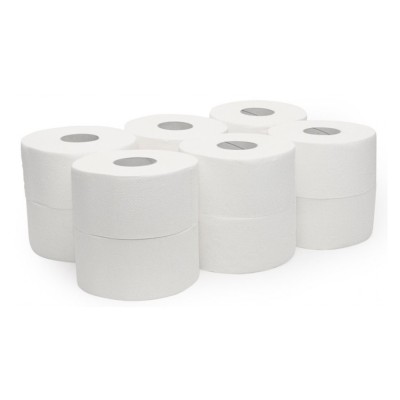 Carta igienica industriale in pacco da 12 rotoli a 2 veli