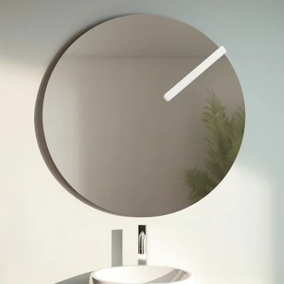 Specchio tondo 70 cm a filo lucido con lampada a LED da 26 cm
